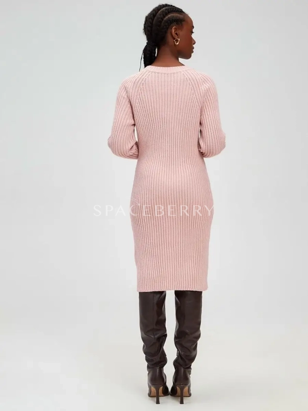 Женское теплое вечернее вязаное платье